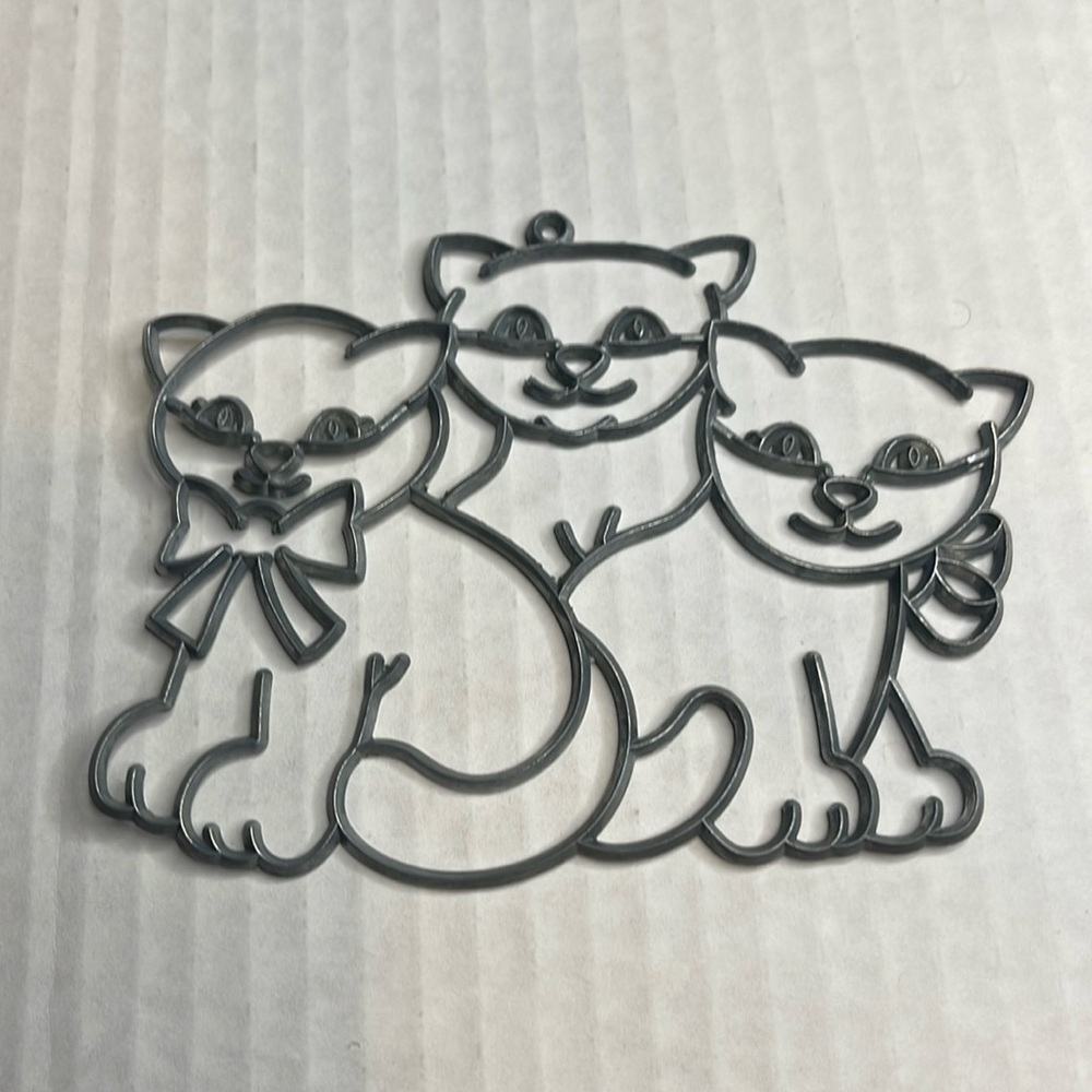 Three Cat Silver Christmas Ornament